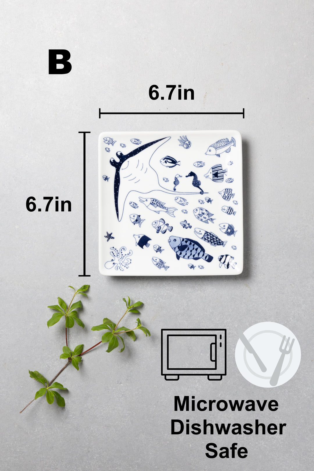 Modern Japanese Style Marine Square Side Plates