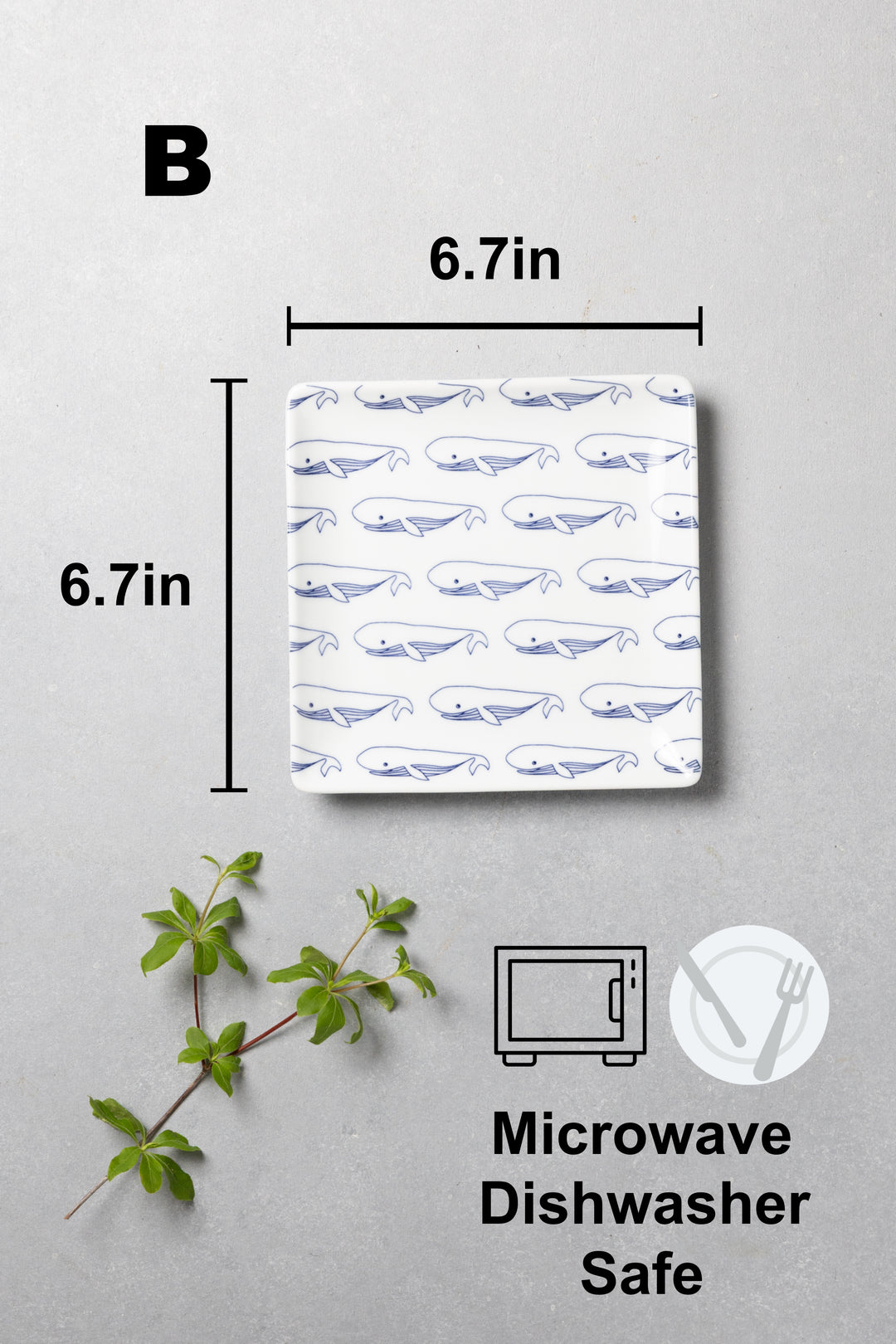 Modern Japanese Style Fish-Patterned Square Side Plates