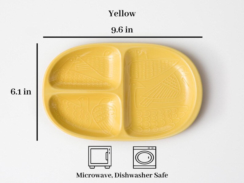 Modern Japanese Style Bird Design 3-Compartment Kids Plate