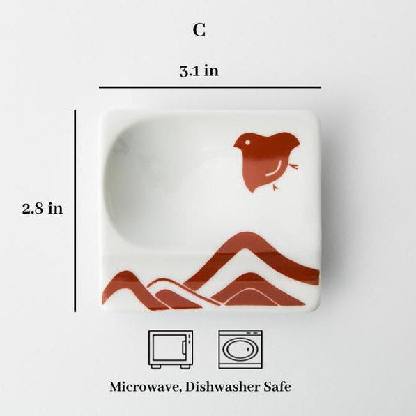 Modern Japanese Style Mini Handy Dishes with Red
