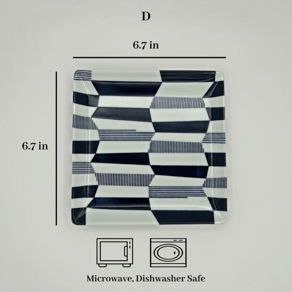 Modern Japanese Style Wa Pattern Square Side Plates