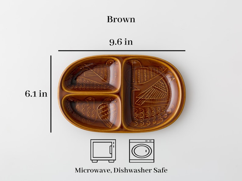 Modern Japanese Style Bird Design 3-Compartment Kids Plate