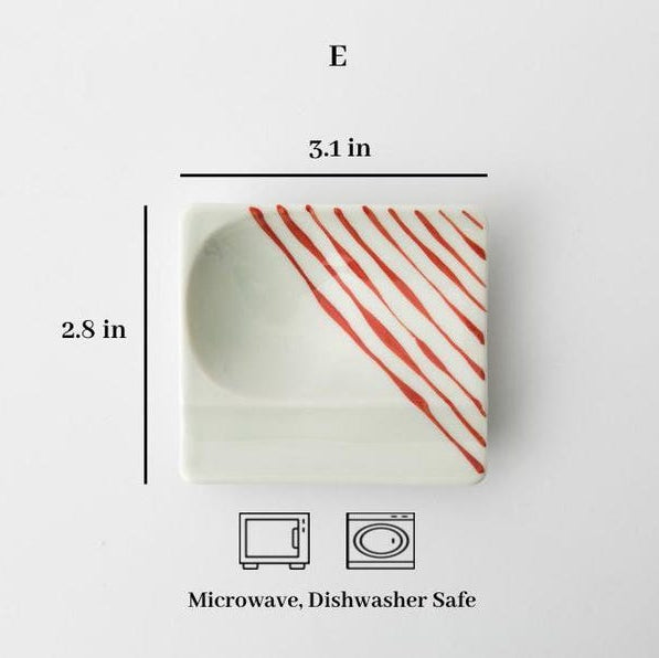 Modern Japanese Style Mini Handy Dishes with Red