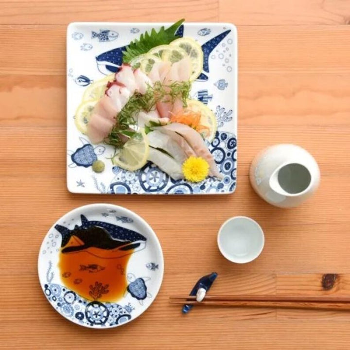 Modern Japanese Style Marine Small Appetizer Plates Set of 2