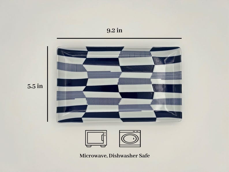 Modern Japanese Style Wa Pattern Rectangular Serving Plates Set of 2