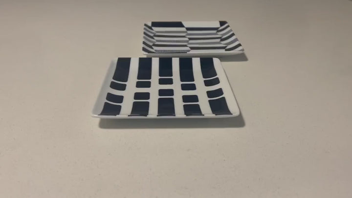 Modern Japanese Style Wa Pattern Square Side Plates Set of 2