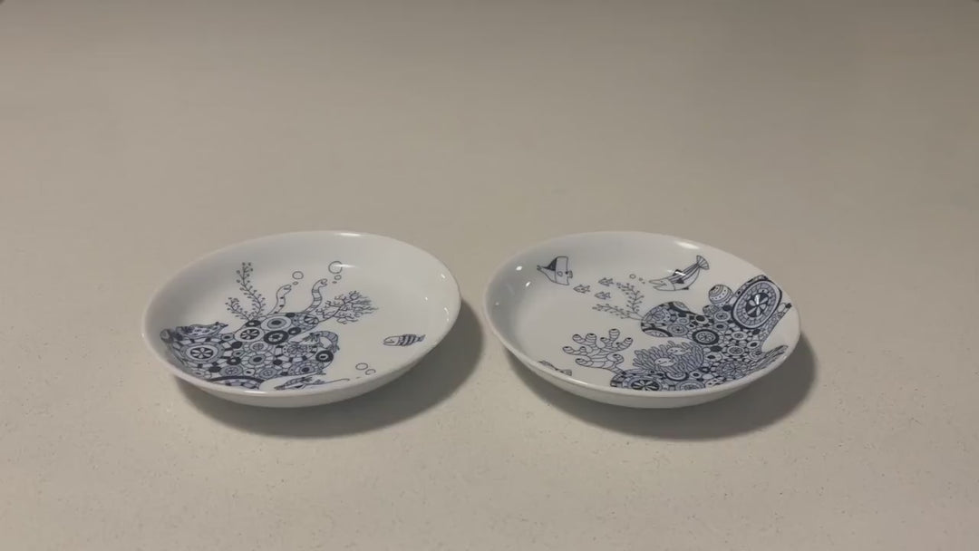 Modern Japanese Style Marine Small Appetizer Plates Set of 2