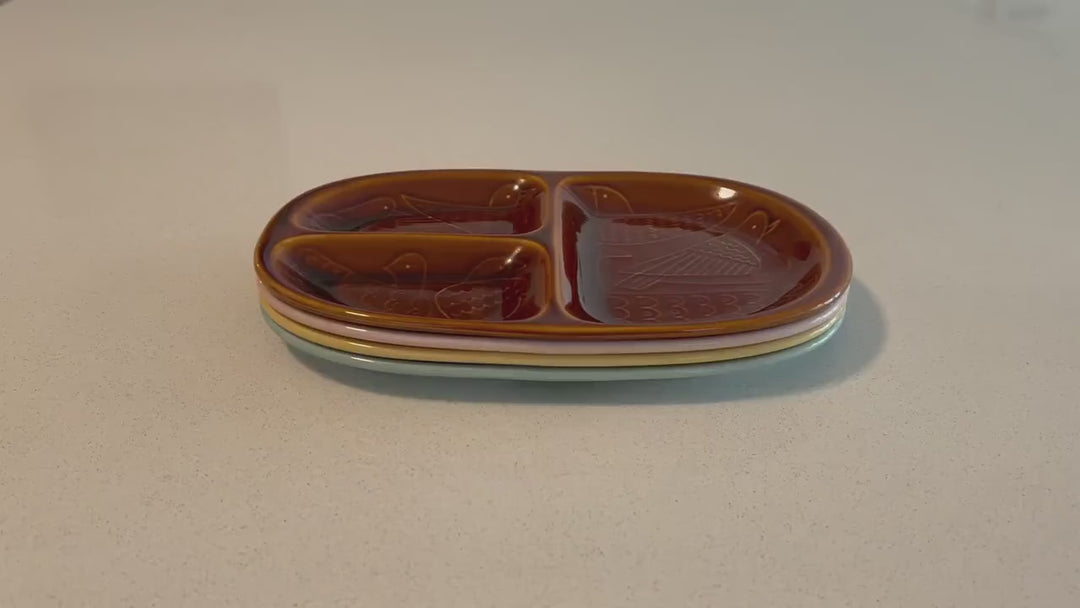 Modern Japanese Style Bird Design 3-Compartment Kids Plate