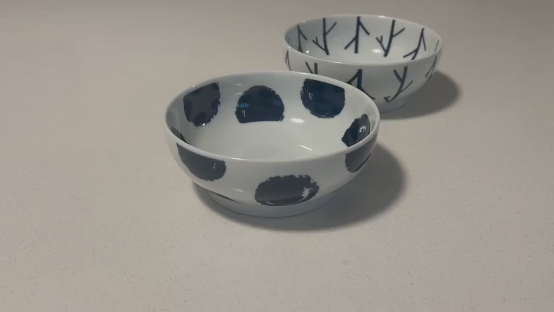Modern Japanese Style Wa Pattern Donburi Bowls Set of 2