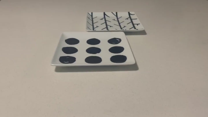 Modern Japanese Style Wa Pattern Square Side Plates Set of 2